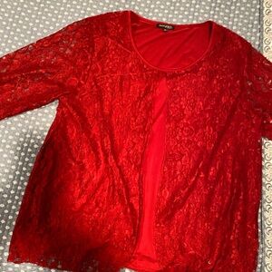 Ava & Grace Vibrant Red Lace Top